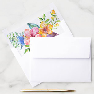 Tropical Floral Watercolor Summer Beach Wedding Envelope Liner