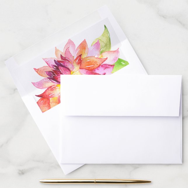 Tropical Floral Watercolor Summer Beach Wedding Envelope Liner (Desk)