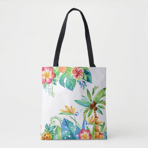 Tropical Floral Watercolor Tote Bag