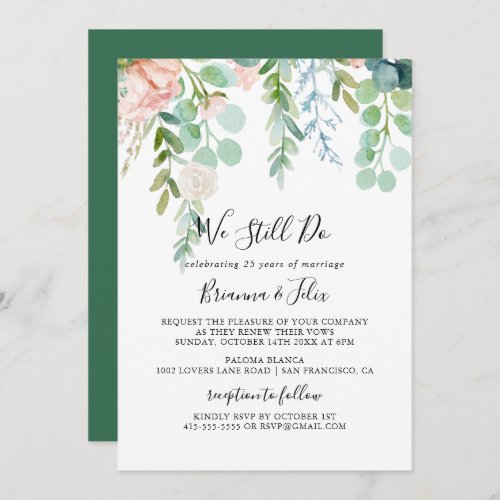 Tropical Floral We Still Do Vow Renewal Invitation