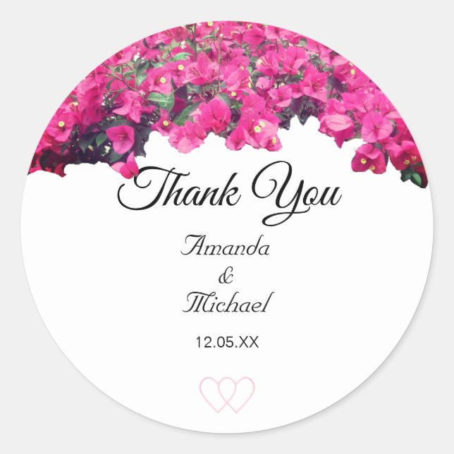 Tropical Floral Wedding Classic Round Sticker (Front)