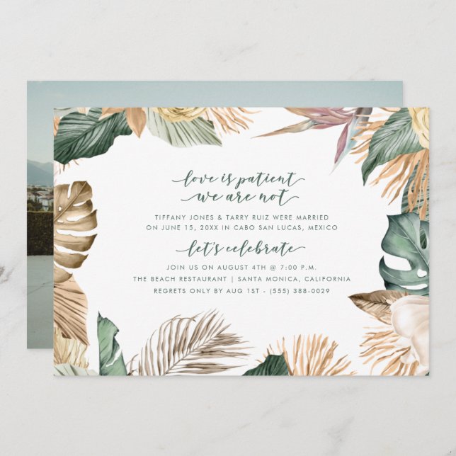 Tropical Floral Wedding Eloped Reception Invite (Front/Back)