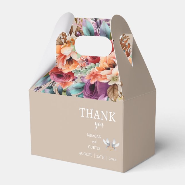 Tropical Floral Wedding Favor Box (Front Side)