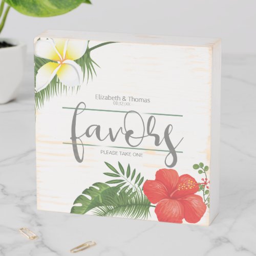 Tropical Floral Wedding Favors ID475 Wooden Box Sign