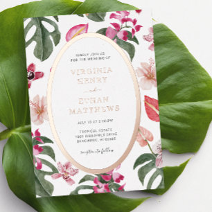 Tropical Floral Wedding Foil Invitation