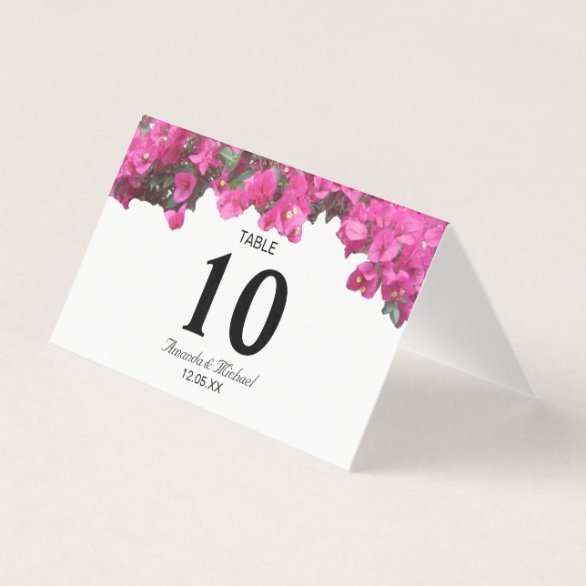 Tropical Floral Wedding Fold Table Card (Front)
