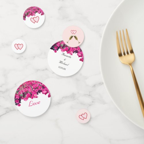 Tropical Floral Wedding Hearts Table Confetti