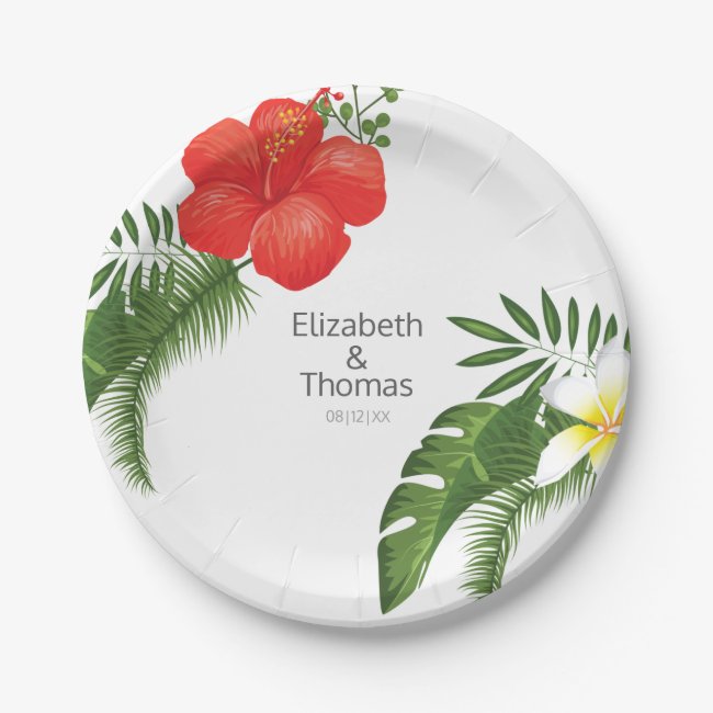 Tropical Floral Wedding ID475 Paper Plate