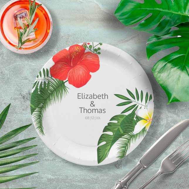 Tropical Floral Wedding ID475 Paper Plates (Creator Uploaded)