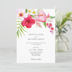 Tropical floral wedding invitation