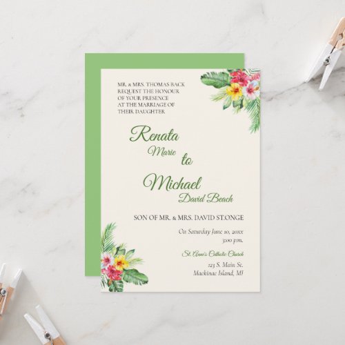 Tropical Floral Wedding Invitation