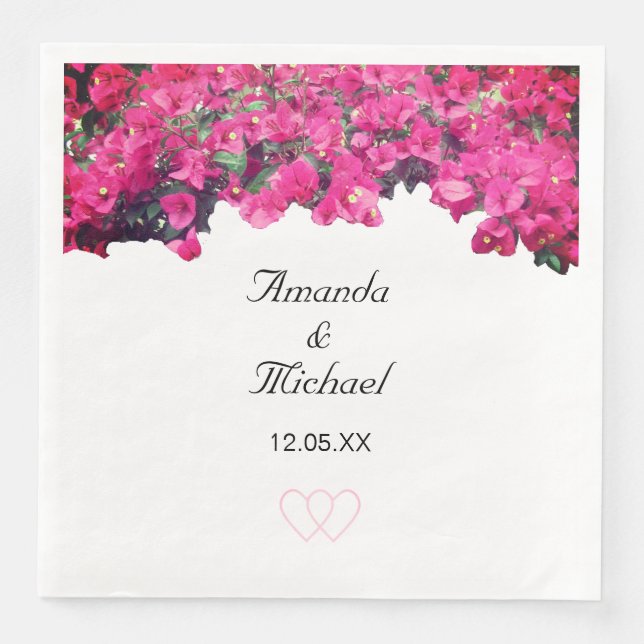 Tropical Floral Wedding Paper Dinner Napkins (Front)