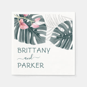 Tropical Floral Wedding Personalized Napkins