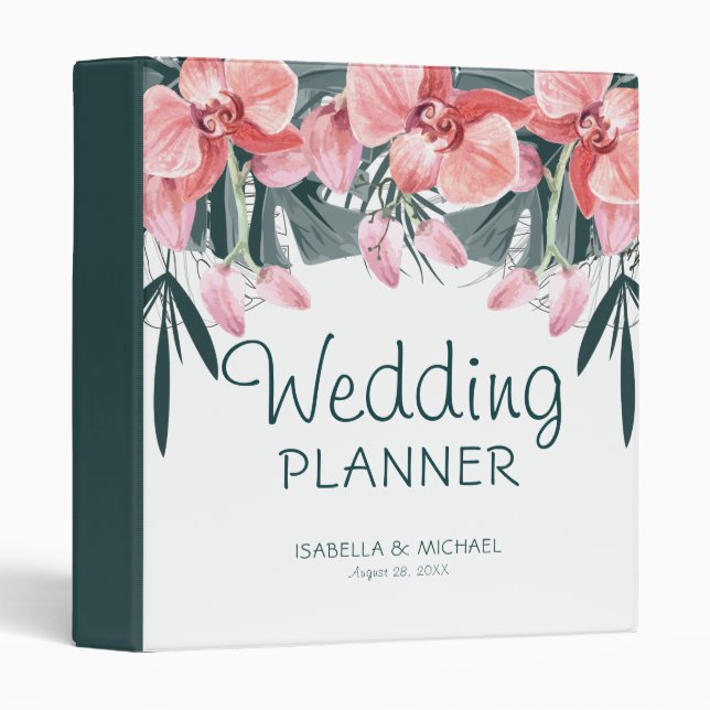 Tropical Floral Wedding Planner 3 Ring Binder (Front/Spine)