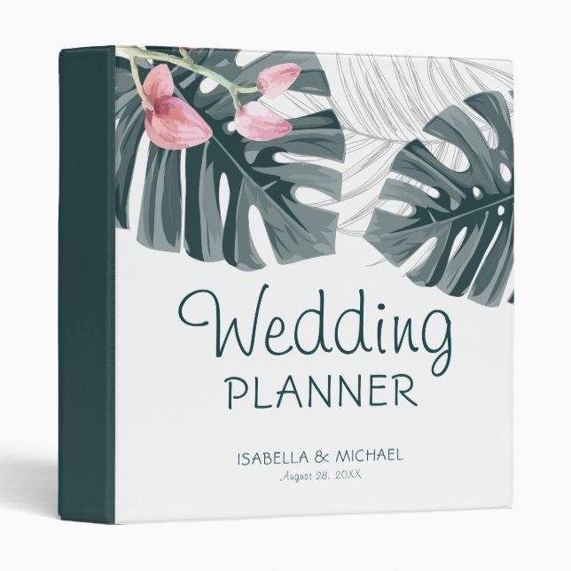 Tropical Floral Wedding Planner 3 Ring Binder (Front/Spine)