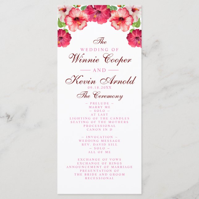 Tropical Floral Wedding Program (Front)