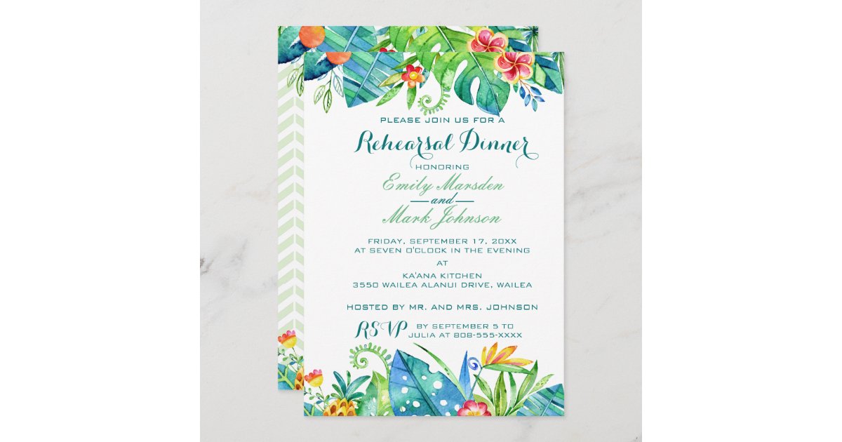 Tropical Floral Wedding Rehearsal Invitation | Zazzle