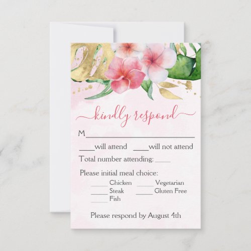 Tropical Floral Wedding RSVP Card