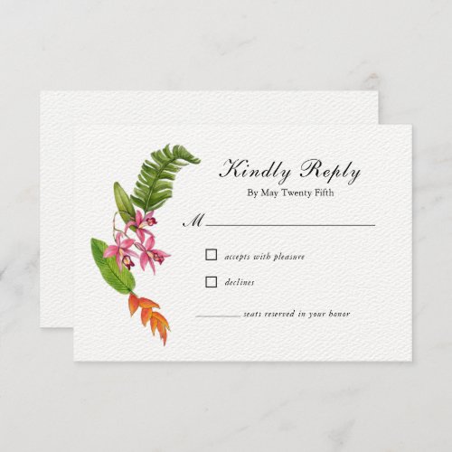 Tropical floral Wedding RSVP Card