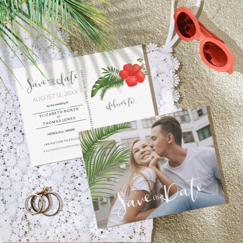 Tropical Floral Wedding Save the Date ID475 Announcement Postcard