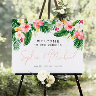 Tropical Floral Wedding Sign Greenery Foliage Summ