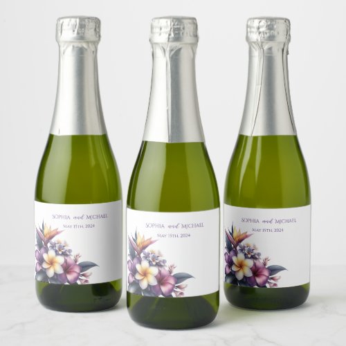 Tropical Floral_Wedding Sparkling Wine Label