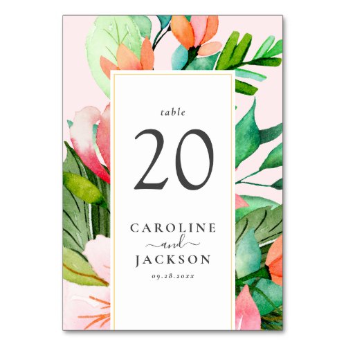 Tropical Floral Wedding Table Numbers