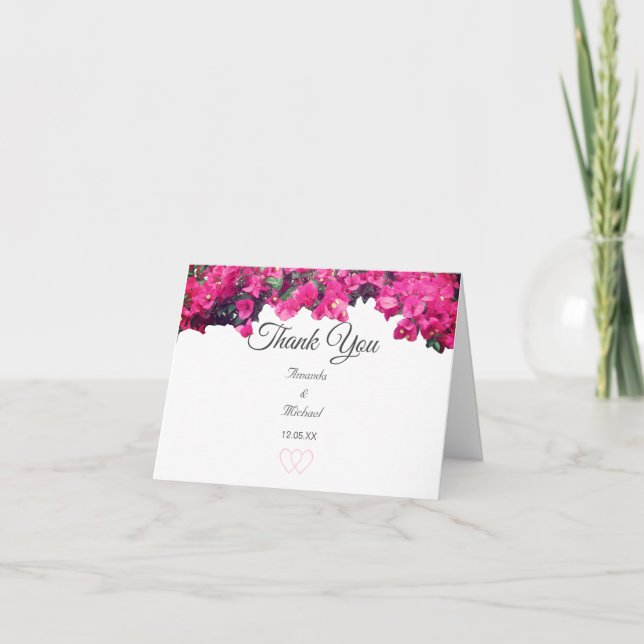 Tropical Floral Wedding Thank You Card (Front)