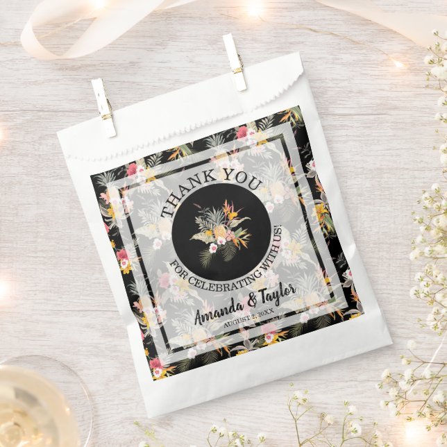 Tropical Floral Wedding Thank You Favor Bag (Clipped)