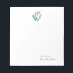 Tropical Floral Wedding Thank You Watercolor Notepad<br><div class="desc">Say thank you to friends and family with my personalized newlyweds thank you note pads. They features the words new Mr and Mrs ... with your name or monogram in a hand lettered script typography with my tropical watercolor bird of paradise flower and palm leaves in shades of orange, turquoise,...</div>