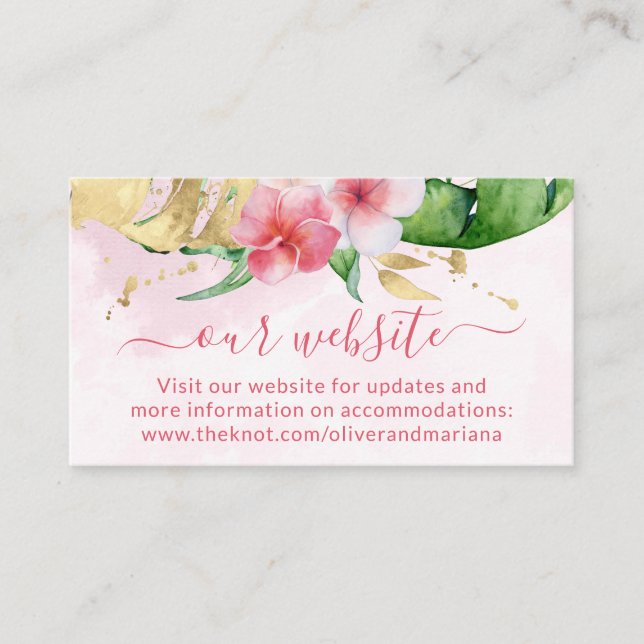 Tropical Floral Wedding Website Enclosure Card (Front)