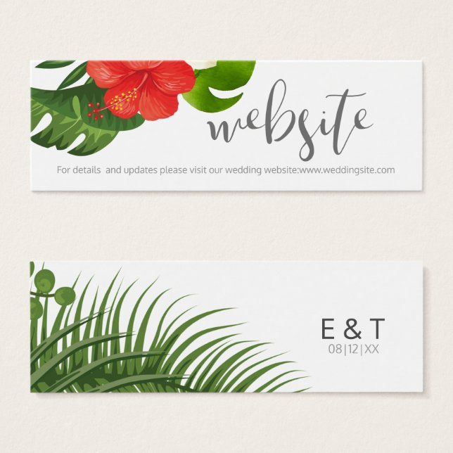Tropical Floral Wedding Website Insert ID475 (Front & Back)