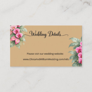 Tropical Floral Wedding Website QR Code Enclosure  Card