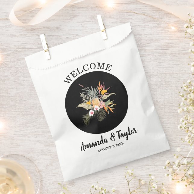 Tropical Floral Wedding Welcome Favor Bag (Clipped)