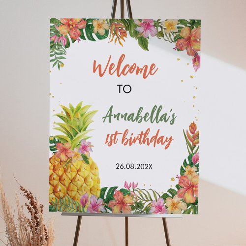 Tropical Floral Welcome Sign Birthday Baby Shower