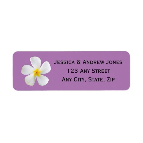 Tropical Floral White Plumeria Lavender Wedding Label