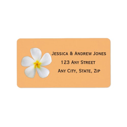 Tropical Floral White Plumeria Orange Wedding Label