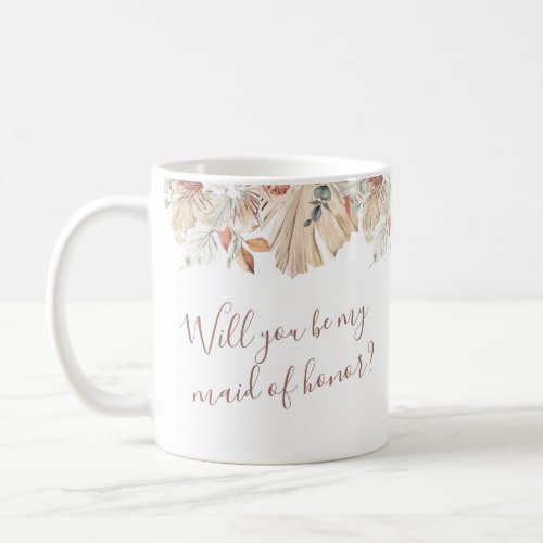 Tropical Floral Will You be my Maid of Honor Coffee Mug