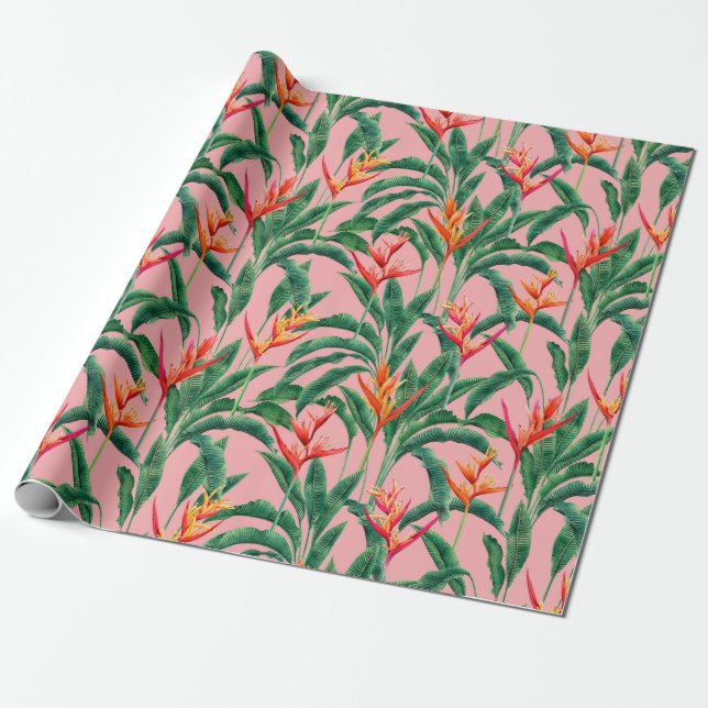 Tropical Floral Wrapping Paper (Unrolled)