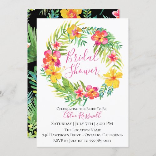 Tropical Floral Wreath Bridal Shower Invitation