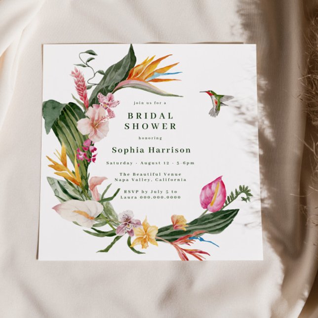 Tropical Floral Wreath Bridal Shower Invitation (Creator Uploaded)