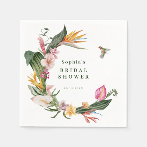 Tropical Floral Wreath Bridal Shower Invitation Napkins