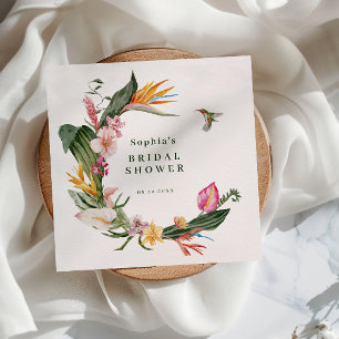Tropical Floral Wreath Bridal Shower Napkins