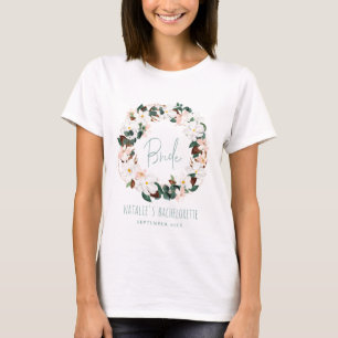 Tropical floral wreath bride bachelorette T-Shirt