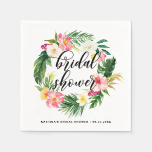 Tropical Floral Wreath Summer Bridal Shower Napkins