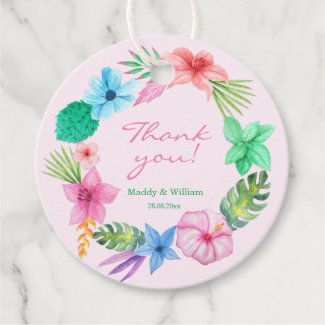 Tropical Floral Wreath - Thank You Favor Tags