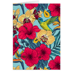 Tropical Florals and Hummingbird - Summer Botanica Cards