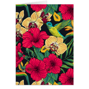 Tropical Florals and Hummingbird - Summer Botanica Cards