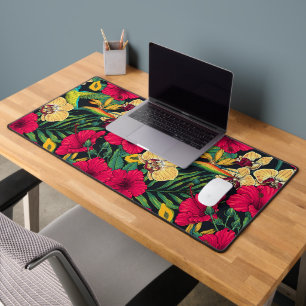 Tropical Florals and Hummingbird - Summer Botanica Desk Mat