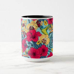 Tropical Florals and Hummingbird - Summer Botanica Mug